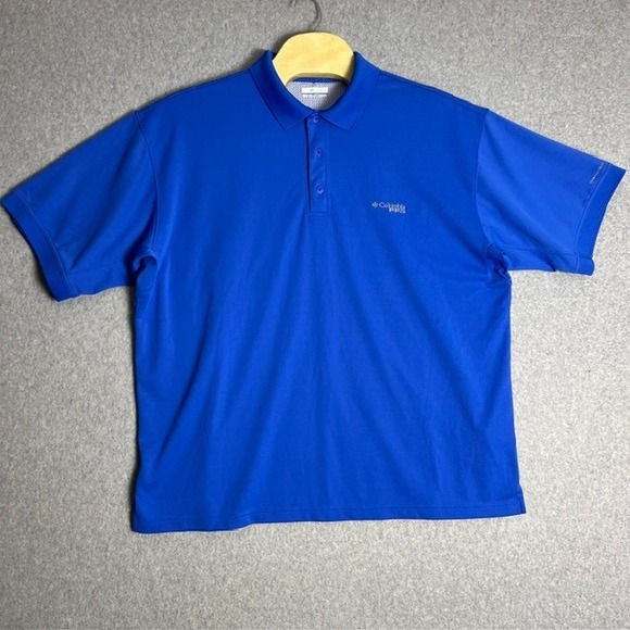 Columbia PFG Men's‎ 2XL Blue Performance Fishing Short Sleeve Polo Shirt - Picture 1 of 7